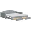 VidaXL Daybed with Trundle and Drawers Light Grey 100x200 Cm Fabric 3197589
