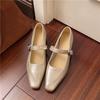 Fashion Mary Jane Shoes Women's New Summer Retro Square Toe Shallow Mouth One Word Belt Temperament Block Heel Small Leather Shoes