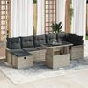 vidaXL 8-Piece Garden Sofa Set with Light Grey Cushions Poly Rattan 3361021