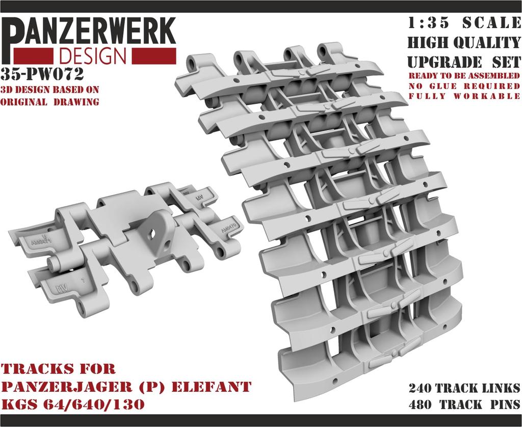 Panzerwerk Design Elephant Movable Track Plastic Model Parts WR35072 1/35