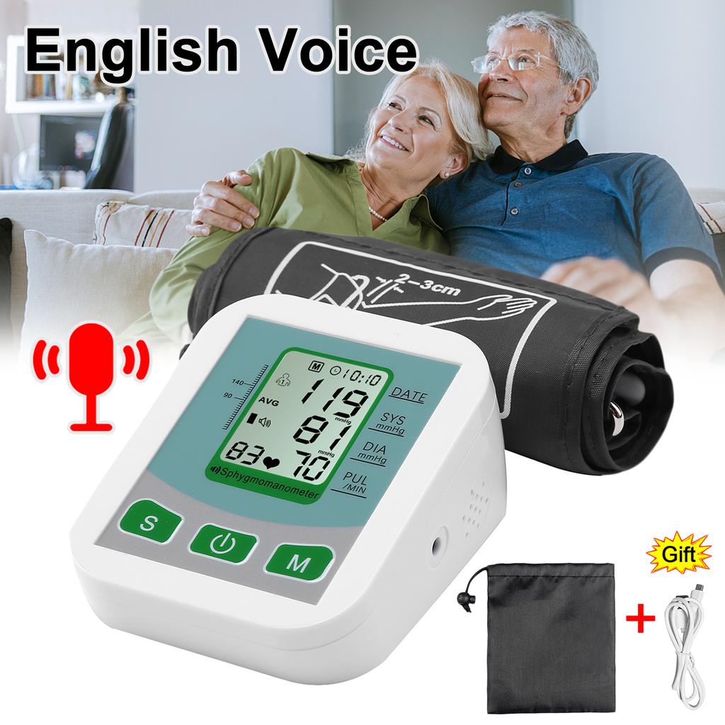 USB Digital Arm Automatic Blood Pressure Monitor & Household Arm Band Type English Voice