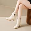 Fashion Women's Shoes 2024 New Side Zipper Women's Boots Fashion Metal Decoration Office and Career Hot Sale Square Toe Ankle Boots