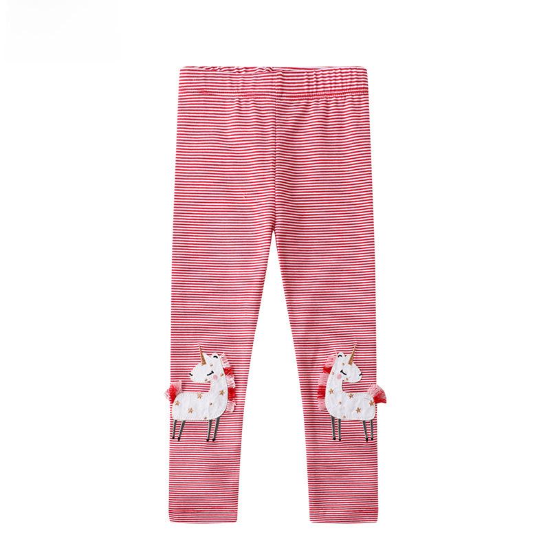 Embroidery Cartoon Leggings for Girls - Spring/Summer Thin Tights for Kids