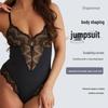 European & American Lace V-Neck Shapewear Bodysuit: Women's Breathable Summer Waist Cincher Camisole Lingerie.