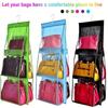 Hanging Clear Double-sided Bag Organizer, Foldable Wardrobe Hanging Storage Bag, 6 Pockets No-woven Handbags Protector
