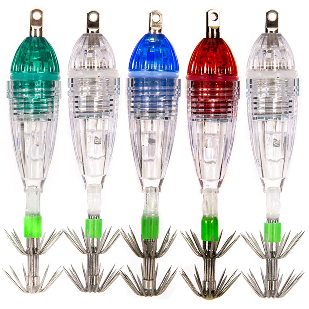 Waterproof Underwater LED Fishing Light Fish Lure Attracting Light Lamp with Squid Jig Hooks
