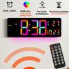 16'' Large Digital Wall Clock with Remote Control Dual Alarm/11 RGB Color Digital LED Clocks Countdown Positive Electronic Watch