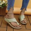 New European and American Style Toe Casual Large Size Shoes Women Cross-border Wear Slope Heel Flat Bottom Beach Cool Slippers Women