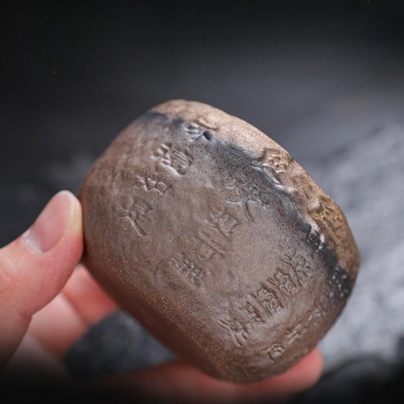 1PC Retro Coarse Pottery Master Cup Heart Meridian Cup Gilt Iron Glaze Old Rock Mud Tea Cup Jianzhan Kung Fu Tea Set Tea Cup