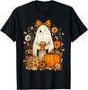 Cute Boo Coquette Leopard Pumpkin Spice Autumn Fall Women T-Shirt