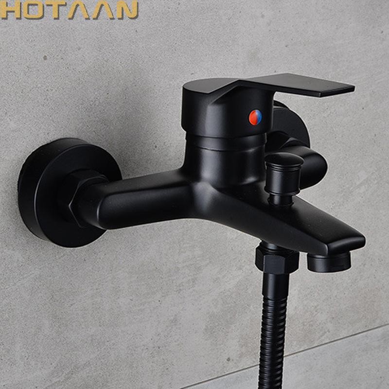 . Black Finish New Wall Mounted Shower Faucet Bathroom Bathtub Handheld Shower Tap Mixer Faucet YT-5339-H