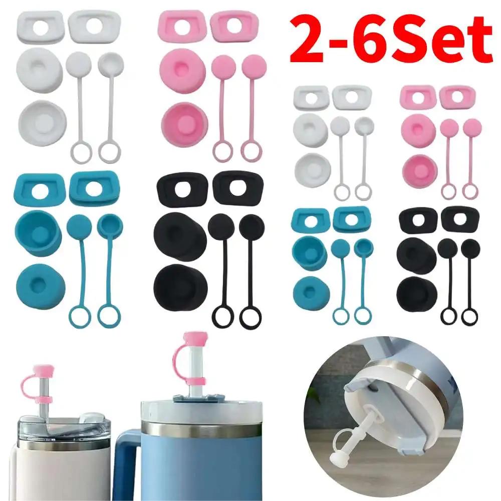 6Pcs/Set Silicone Spill Proof Stopper For Stanley Cup 1.0 2.0 40oz/30oz Tumbler Accessories Straw Cap Spill Stopper Leak Stopper