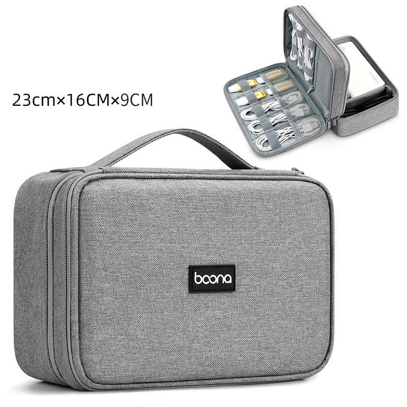 Boona Travel Accessories Bag Portable Electronic Accessories case,Dual Cable Organizer Bag Carrying Bag for Cords,USB Flash L&XL