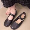 One-word Buckle Mary Jane Shoes Women's Summer and Autumn New Light Mouth Thick Heel Single Shoes French Versatile Lazy Shoes One Pedal