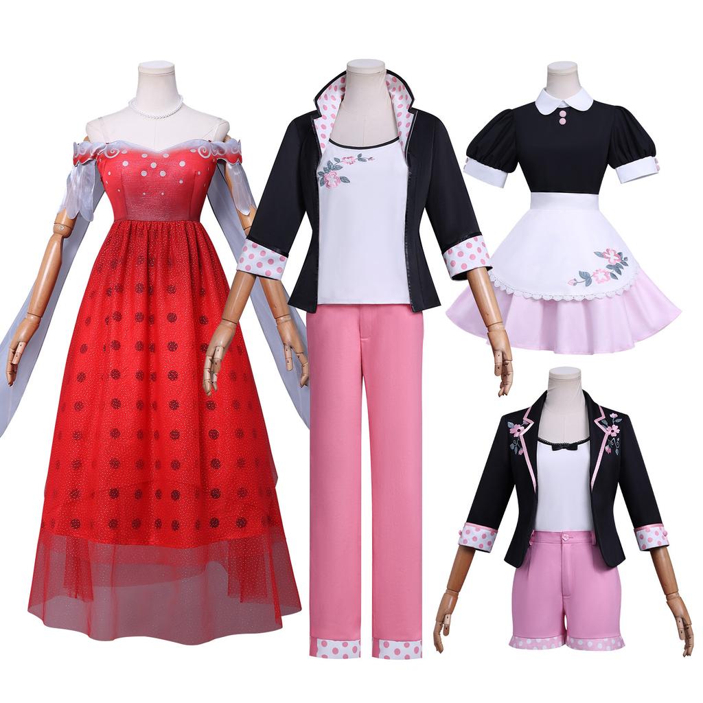 Miraculous Ladybug Season 6 Marinette Dupain-Cheng Casual Cosplay Costume Outfit with Pink Long Pants & Blazer Ladybug Noir Civilian Clothes for