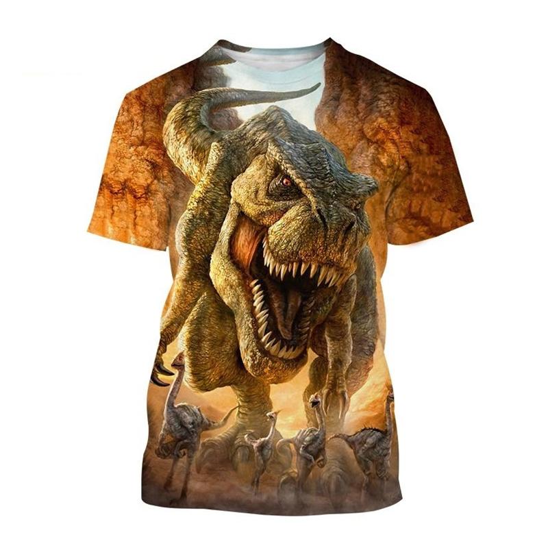 Fashion Animal Dinosaur 3D Printed T-shirt For Men Hot Sale Tyrannosaurus Short-sleeved Round Neck Tee Shirt Casual Street Tops