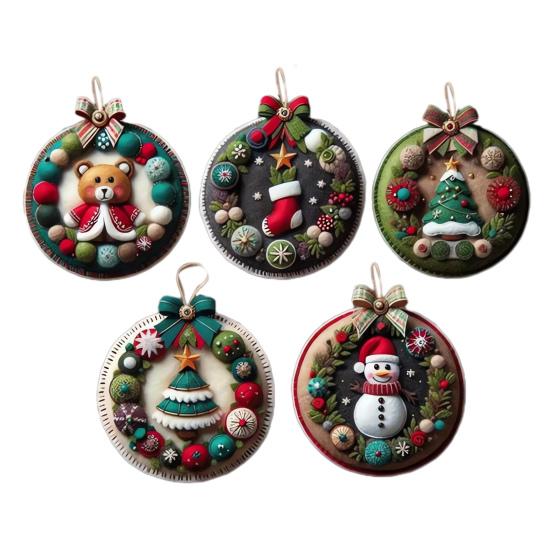 DIY Christmas Felt Patch Kit Holiday Craft Set with Pre-Cut Felts Sheet Handmade Fabric Sewing Crafting Supplies for Tree Home Decor