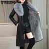 Winter Women's Coat Keep Warm with Fur Fox Collars Slim Female Leather Jacket Plus Size Overcoat