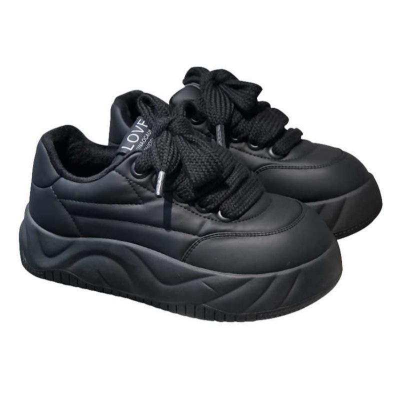 2025 Spring and Autumn New Muffin Sole Women's Versatile Height Increase Sports and Leisure Bread Shoes Platform Trend Fashion Board Shoes