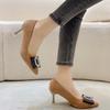 Fashion French Pointed Toe Rhinestone Heels Women's Fall New Shallow Slip-on Stiletto Plus-Size Professional Single Shoes