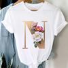 Woman Tshirts 26 Letter Customization T-Shirt Ladies Fashion Top Female Tees Casual T Shirt Summer Short Sleeve Femme