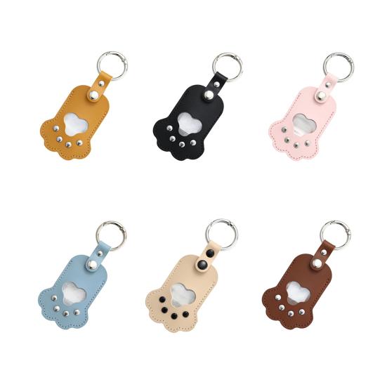 Pet Memorial Keychain Pendant with Hair Engraving Feature Dog Cat Claw Design Faux Leather Pet Hair Memorial Keychain