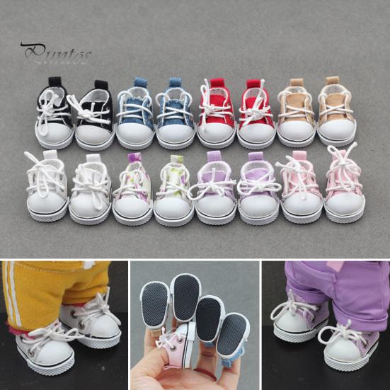 1 Pair Doll Shoes Mini Lace-Up Canvas Sneakers for 17cm Dolls Fingerboard Mini Finger Shoes Toy Accessory Realistic Design Creative Gift