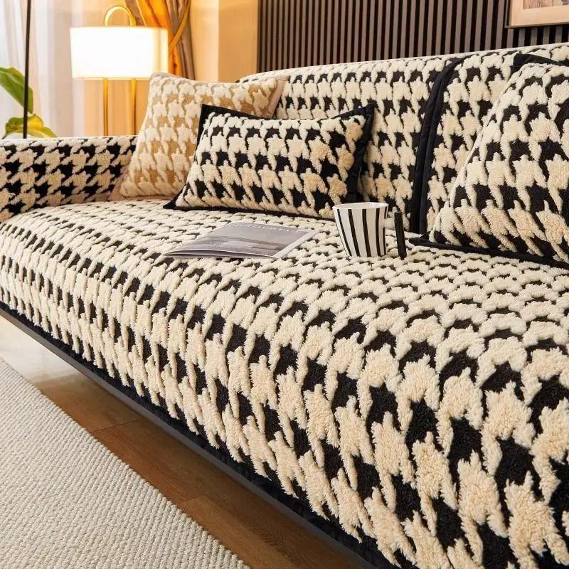 Современная подушка для дивана с сеткой «Тысяча птиц», простой утолщенный теплый плюшевый мягкий коврик для сиденья, модный пылезащитный нескользящий чехол для дивана