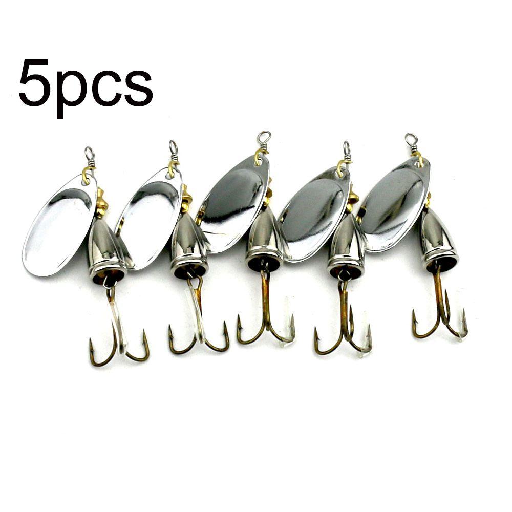 1/2/5pc Hot Sequins Durable Crank Bait Spoon Spinner Treble Hook Fishing Lure