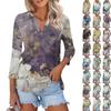 Women's Summer Fashion Casual Print V-Neck Three Quarter Sleeve Shirt Top