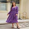 V-neck Loose Waisted Plus Size Women's Dress Printed Fashion Dresses