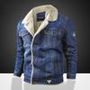Men's Winter Fashion Denim Jacket Warm Fur Lining Denim Thick Jacket Tops Men's Denim Jacket Coat Plus