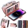 Wallet 9 Card Slots Flip Zipper Leather Case for Samsung S23 S22 S21 Ultra Plus S21 S20 FE A14 A54 A13 A53 For iPhone 15 14 13 12 11 Pro Max XS Max 8P