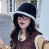 Plush Bucket Hat Women Show Small Temperament Bucket Hat Warm Plush Hat Women