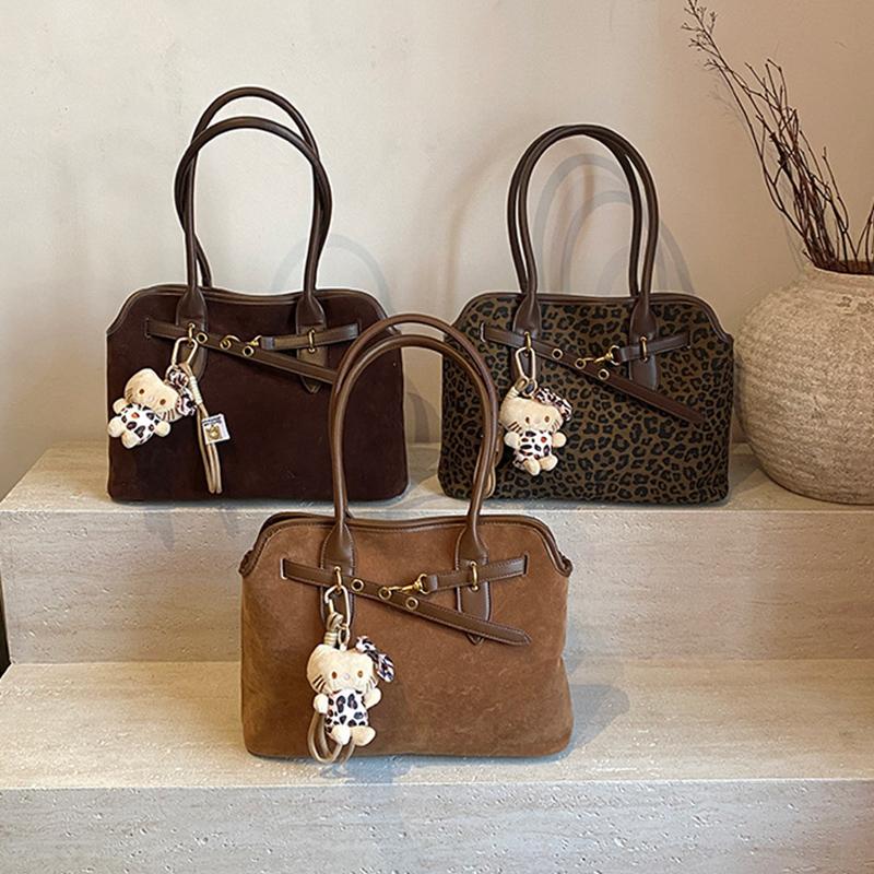 New Leopard Stitching Tote Bag Fashion Retro Matte Large-capacity Handbag Daily Commuter Shoulder Bag