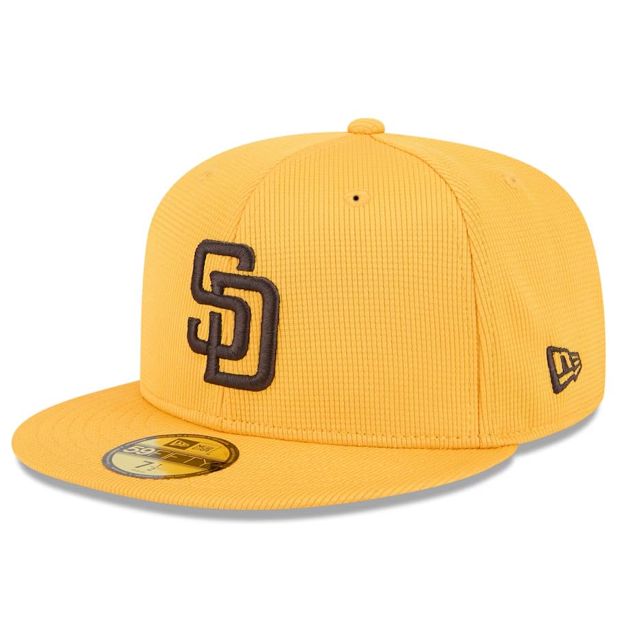 2025 Spring Camp Model Cap Overseas Import 59FIFTY San Diego Padres 2025 MLB SPRING TRAINING BP FITTED CAP GOLD SAN DIEGO PADRES Baseball 5950 Hat