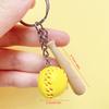 Baseball Keychain Mini Wooden Bat Ball Keyring Keychains Sports Ball Key Ring