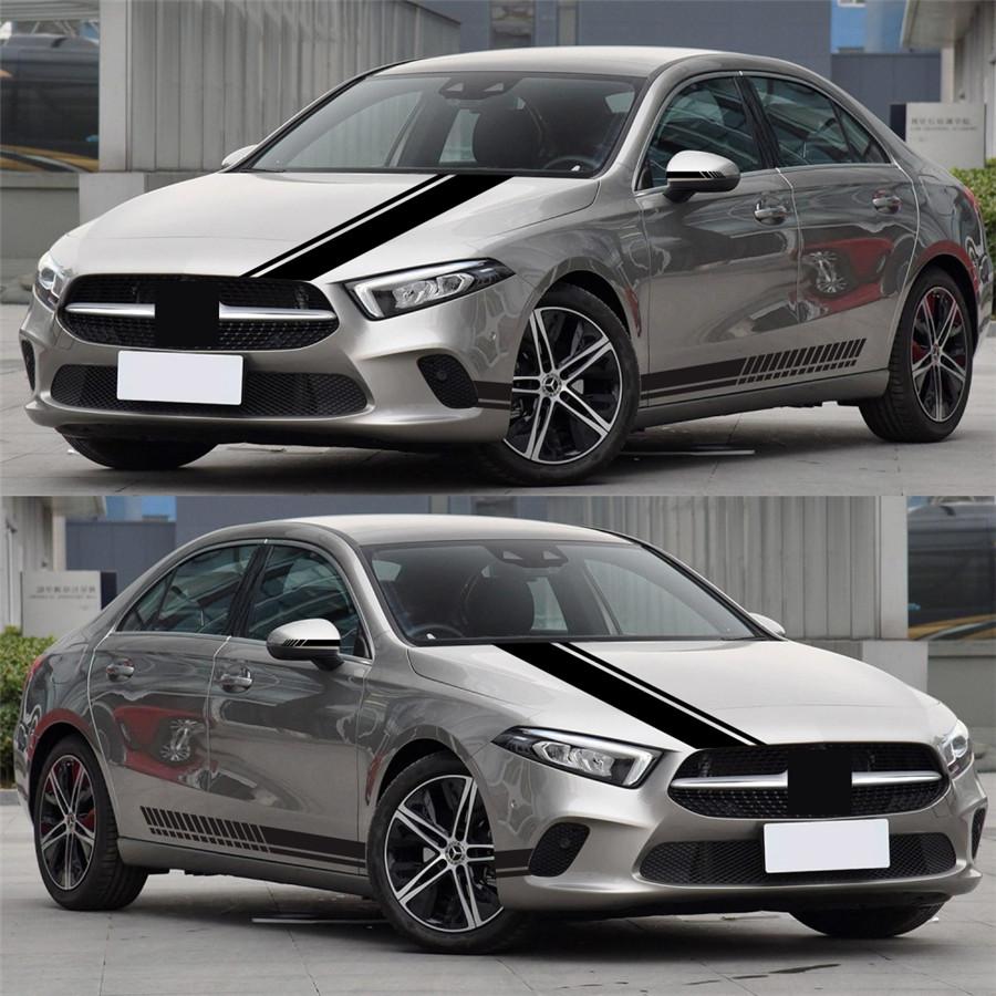 Universal 5PCS Car Racing Decals PVC Sticker Side Door Body Hood Rearview Mirror