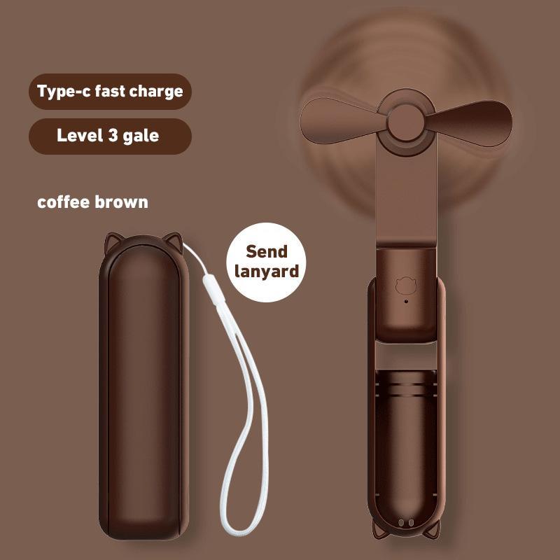 Handheld Small Fan Portable Creative Mini Three Speed Adjustable Solid Color Charging Small Fan Folded Led Lighting Phone Holder