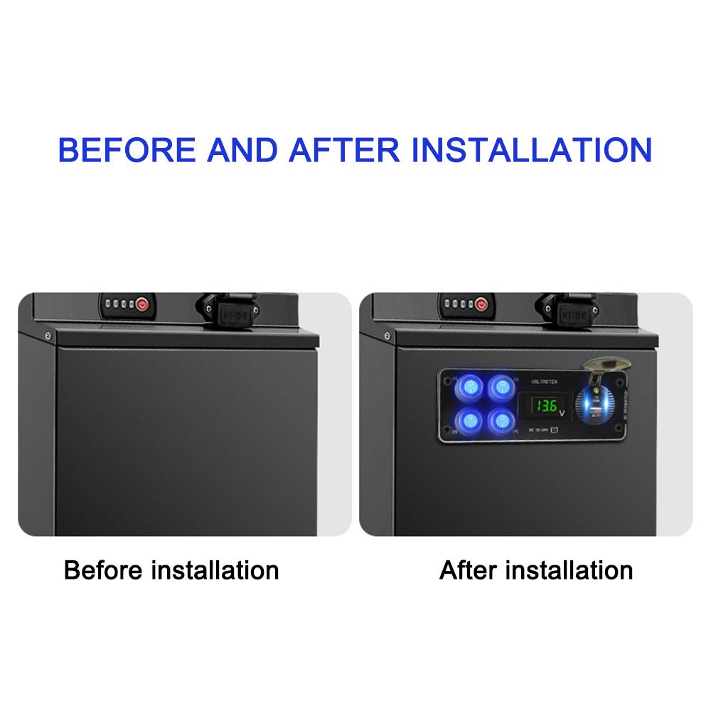 QC3.0 Voltmeter Car Charging PD 12-24V 4 Gang Switch Panel Toggle Switch Panel For Car RV Truck ATV UTV Camper Caravan