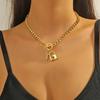 Necklace for Women Simple Punk Thick Chain Lock Shaped Key Pendant Love Lock Key Necklace Beautiful Elegant Necklace for Her