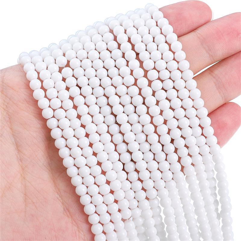 8mm Solid Color Glass Round Beads for DIY Necklace and Bracelet Jewelry Making