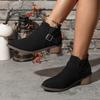 New Style of Mid-heel Ankle Boots for Women In Plus-size Shoes