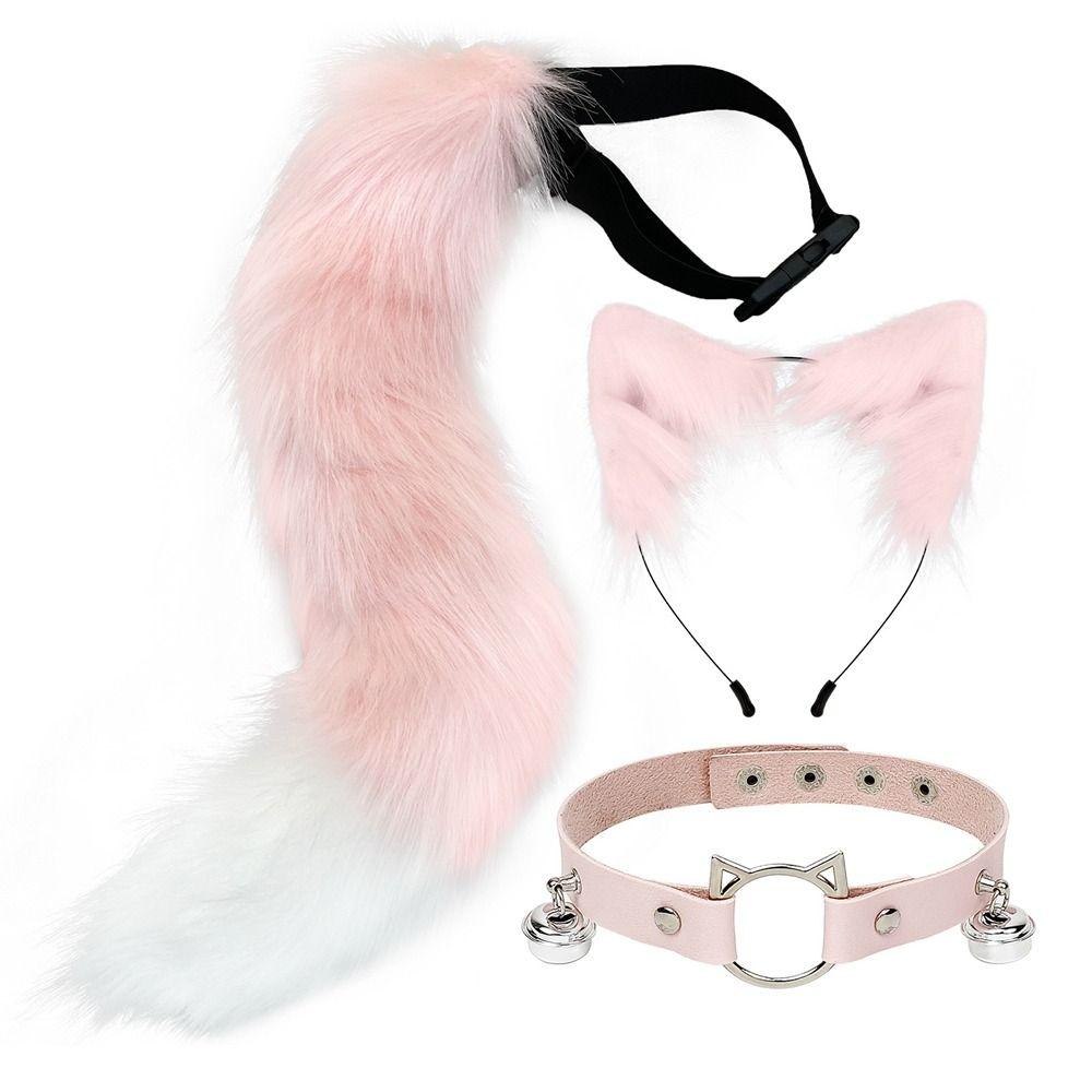 Simulation Fake Fox Wolf Tail Masquerade Party Ears Hair Hoop Novelty Tail Set Halloween Day