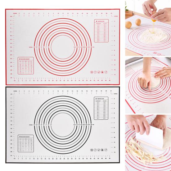 Silicone Baking Mat Non-Stick Pastry Dough Rolling Mat with Measurement Marks Heat-Resistant Cookies Fondant Making Mat Thick Baking Pad
