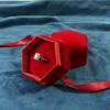 Three-dimensional Hexagonal Jewelry Box Velvet Ring Display Case Flocking Ring Box  Party