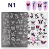 Butterfly Flower Nail Art Stamping Plates Drawing Template Geometric Stripe Line 3D Image Stencil Mold Manicure Template