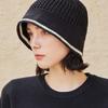 VA Top Button Knit Crochet Bucket Hat Black