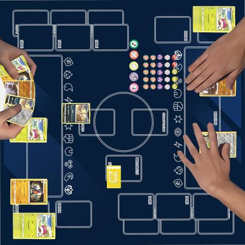 Extalas Trading Card Playmat | 2-Player Play | Includes Damage Counters & Storage Bag | For Card Game Enthusiasts (Blue 1)