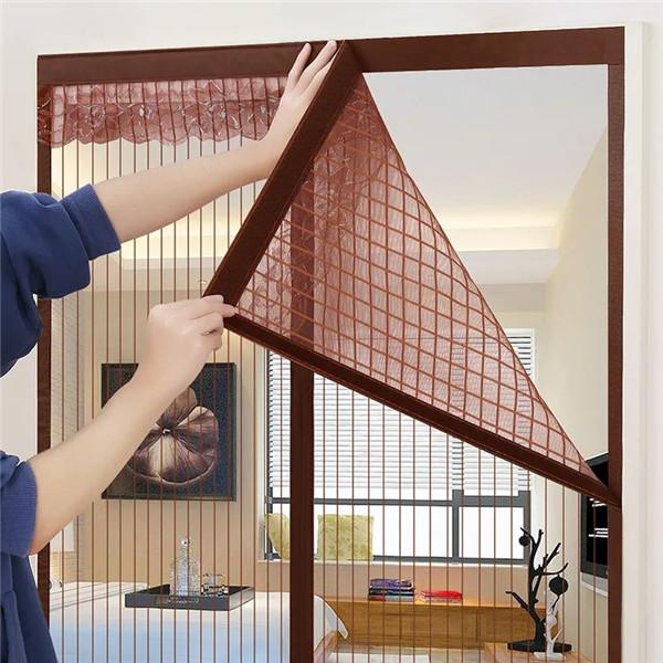 1 Set Summer Door Screen Net Anti Mosquito Insect Fly Bug Curtains Net Automatic Closing Door Screen Kitchen Curtains Magnet Net